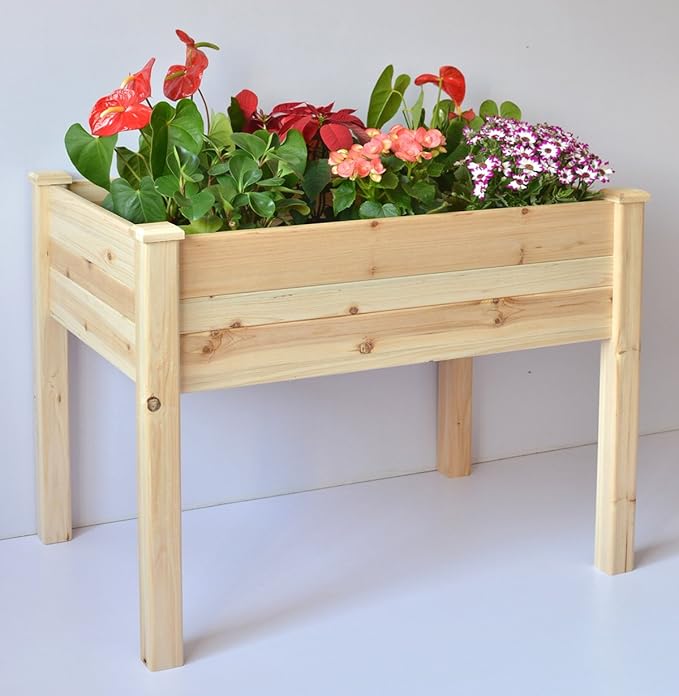 Master Gardner Elevated Garden Bed - Heavy-Duty 48" x 36" Raised Planter Box with Storage Shelf & Durable Wood Frame for Outdoor Gardening, Vegetables, Flowers & Herbs