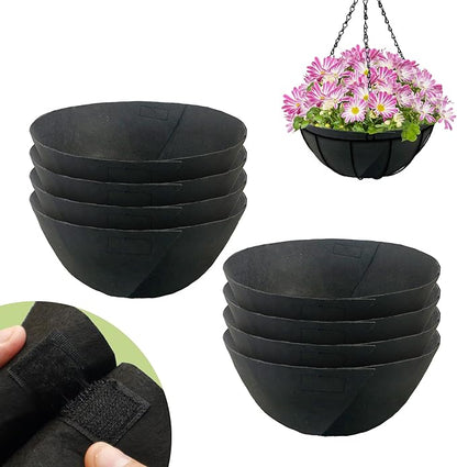 8 Pack 12 Inch Fabric Planter Basket Liner- Felt Flower Pot Liners Replacement Coco Fiber Liner for Hanging Basket Flowers Round Hanging Basket Liners Prevent Birds from Nesting
