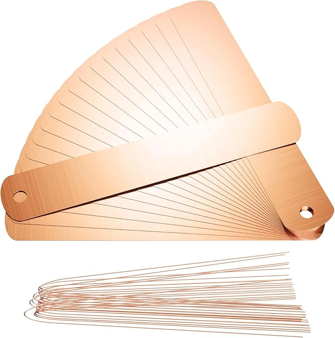Cosmos 20 Pack Metal Plant Labels Copper Tree Tags Double Sided Write On Metal Garden Tags Waterproof Reusable Plant Markers for Outdoor Greenhouse Vegetables Flower Identification