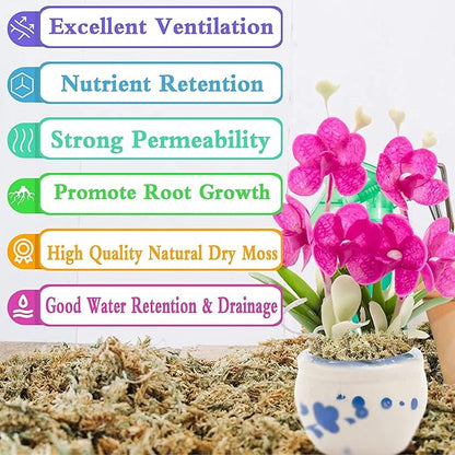 Legigo 5.3oz Premium Sphagnum Moss Potting Mix- Natural Succulent Carnivorous Plants Moss Dried, Plant Growing Medium for Orchid Succulent Sarracenia Orchid Gardening Plants Reptiles, 6 QT