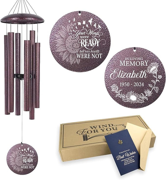 ASTARIN Personalized Memorial Wind Chime for Loss of Loved One 30/36/45 inch, Sympathy Deep Tone Wind Chimes for Mom Dad/Mother Father, Remembrance Gifts for Grief Condolence Funeral, Produced in USA