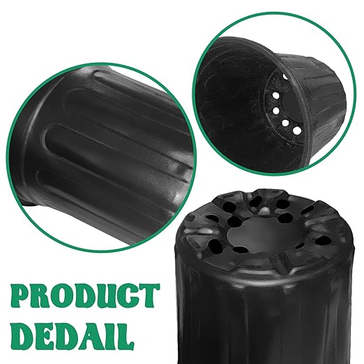 100 Pcs 1 Gallon Flexible Nursery Pots for Plants,Soft Plastic Seed Starting Pots with Hole,Flower Plant Container for Seedling,Cuttings,Potting,Transplanting,Black