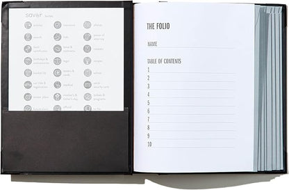 The Folio® Important Document Organizer by Savor | Binder with Guided Labels, Acid-Free File Folder Organizer with 10 Pockets, Document Holder for Home Records, Legal and Medical Papers (Black)