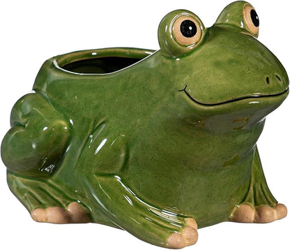Cape Craftsmen Beautiful Springtime Classic Resin Animal Shaped Statue and Planter Pots for Indoor Plants - Small Planter Decoration for Homes, Apartments, Yards and Gardens (Frog)