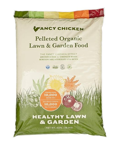 40lb All-Purpose Organic Lawn & Garden Food, 100% Dried Pelleted Poultry Manure Fertilizer (Covers up to 10,000 sq ft)