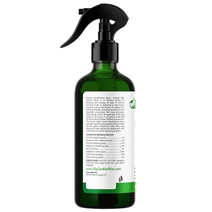 Premium Microfertilizer Foliar Spray - Chelated Plant Nutrition Blend with Chelated Iron for Vegetables. Perfect for Hydroponics, Pots, and Open Soil. Ready to Use (16 OZ)