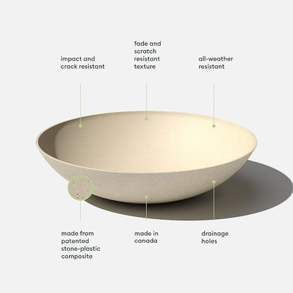 Veradek Mason Series Lane Bowl Planter| for Indoor or Outdoor Tabletops/Gardens |Made from Plastic-Stone Composite with Drainage Holes|Modern Décor for Flowers, Succulents, Small Plants