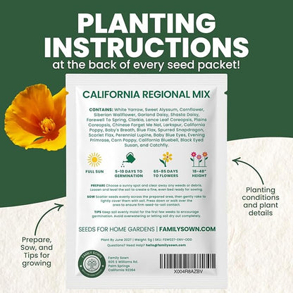 California Regional Mix – 3,500 Seeds for Planting – 2026 Season – 5 Gram Pouch