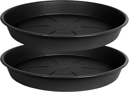 2 Pack of Plant Saucer 16 inch, Black Plastic Flower Plant Pot Saucer, Heavy Duty Plant Drip Trays Saucers for Indoor, Plant Water Tray for Planters