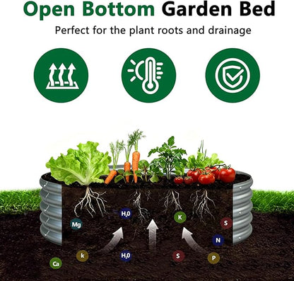 zizin 2 Pack Galvanized Raised Garden Bed Metal Round Raised Garden Beds Outdoor Planter Box for Vegetables (3FT, Silver)