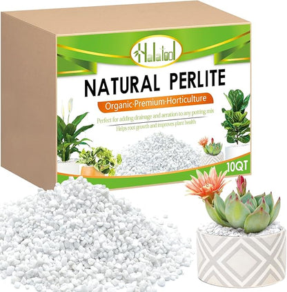Halatool Soil Amendment 10QT Perlite for Plants Gardening Indoor Natural Potting Soil Mix Additive for Holding Moisture Aeration Drainage