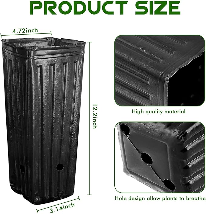 30Pcs Plastic Deep Plant Nursery Pots,12.2 in Tall Seedling Flower Plant Container Potswith Drainage Hole for Garden Plants Flowers Indoor Outdoor (L:12.2" Lx4.72 W)