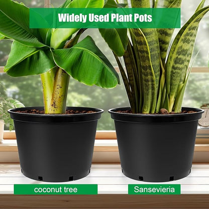 7 Gallon Plastic Nursery Pots 25-Pack, 15 Inch Large Plastic Pots for Plants, Round Plant Pots with Drainage Holes, Flower Pots for Outdoor Indoor Plants