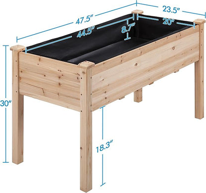 Topeakmart Wooden Garden Planter Boxes 48 X 23 X 30in Elevated Raised Garden Bed Outdoor with Legs Wooden Gardening Box for Flower/Vegetable/Herb/Tomato/Backyard/Patio, 2pcs