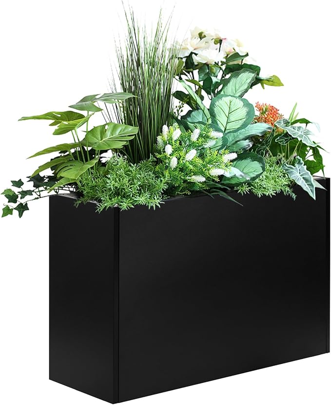 Heavy Duty Steel Raised Planter Box 30”x12”x24 with Adjustable Shelf - Rust-Resistant Large Indoor/Outdoor Garden Container, 6 Drainage Holes, Reinforced Metal for Patio, Balcony, Deck