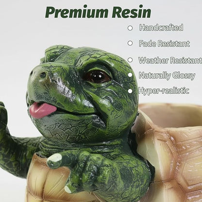 Turtle Succulent Pots with Middle Fingers Up, Middle Finger Gifts, Prank Flower Pot Resin for Indoor Outdoor