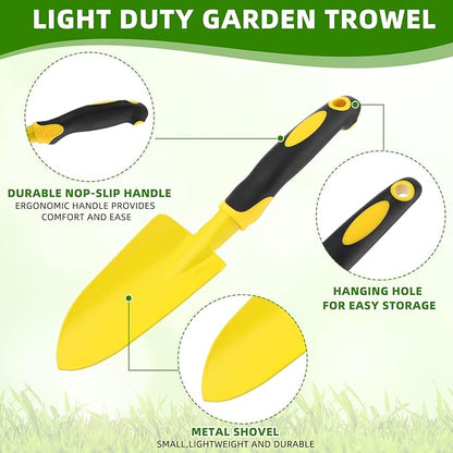 12 Pcs Garden Shovel Aluminum Alloy Heavy Duty Trowel Small Digging Shovels Metal Hand Trowel Spade with Soft Handle for Garden Lawn Yard Planting Tool (Wide Shovel,Multicolor)