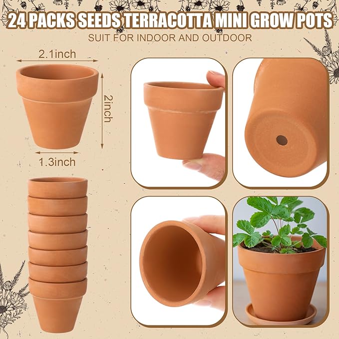 Baby Shower Party Favors Baby in Bloom Envelopes Seed Packets Include 24 Mini Terracotta Pots Seed Packets 24 Self Adhesive Envelopes Thank You Tags Gifts for Party(Kraft Paper)