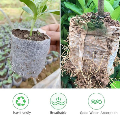Belit 50 Pcs Non-Woven Plant Nursery Bags, Seedling Pots Container for Vegetable, Flower, Plant Grow (9.1"x9.3")