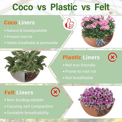 Halatool 6 Pack 12 Inch Coco Liners 100% Natural Coconut Liners for Planters Round Coco Coir Hanging Basket Liner for Flowers Vegetables Balcony Garden Patio Porch Home Decor