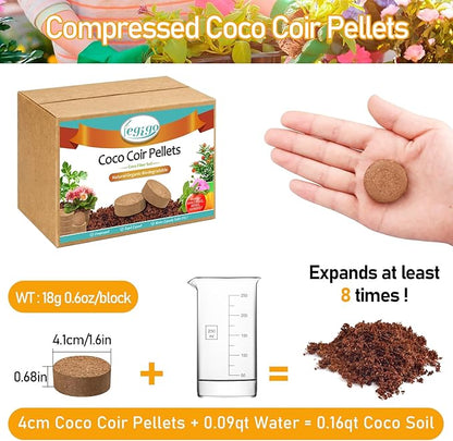 Legigo 50 PCS 40mm Coco Coir Pellets Potting Soil Mix- Compressed Coconut Coir Discs Seed Starting Soil Pellets, Coco Peat Soil Pods for Indoor & Outdoor Plants, Gardening Herbs Bonsai and Vegetables