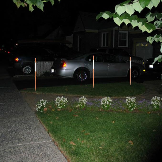 FiberMarker 60-Inch Reflective Driveway Markers Orange 20-Pack 5/16-Inch Dia Solid Driveway Poles for Easy Visibility at Night