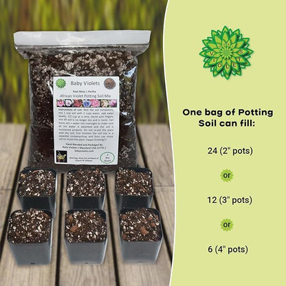 African Violet Plant Potting Soil Mix Peat Moss & Perlite (½ Gallon / 2 quarts)