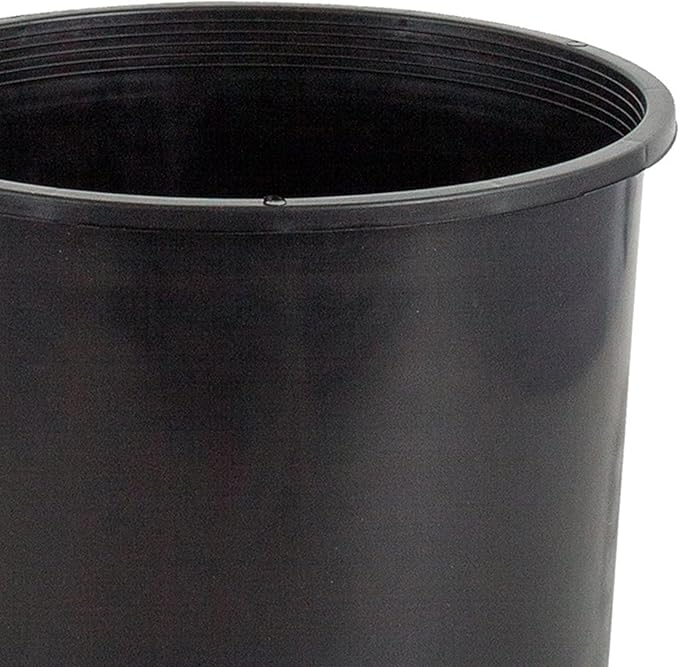 HGPK5PHD Round Circle 5 Gallon Wide Rim Durable Injection Molded Plastic Garden Plant Nursery Pot for Indoor or Outdoor (Set of 10)