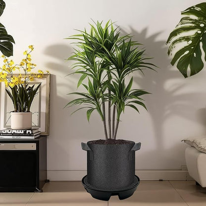 4 Pcs Self-Watering Fabric Planter Base, Auto-Irrigation System Plant Trays for 5 Gallon Fabric Planter Pots, Automatic Watering Trays for Indoor/Outdoor Grow Tents, Greenhouses, and Gardens