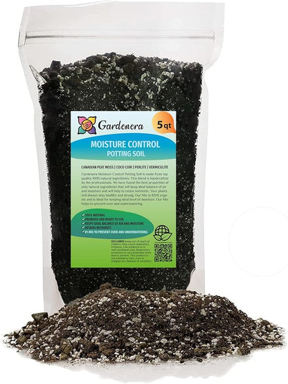 Gardenera Premium Moisture Control Potting Mix - Get The Perfect Balance of Moisture and Nutrients for Your Plants! - 5 Quart