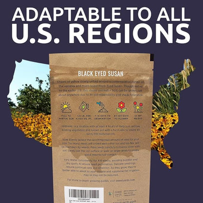 Black Eyed Susan Seeds – Bulk Quarter Pound Bag – Over 400,000 Open Pollinated Non-GMO Wildflower Seeds – Rudbeckia hirta