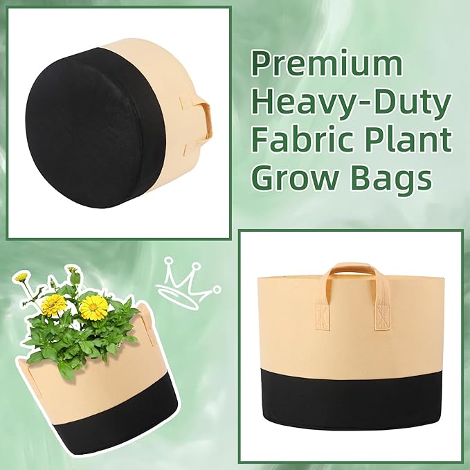 12 Pack 10 Gallon Grow Bags Colorful Fabric Plant Pots with Handles 10 Gal Garden Grow Bags Fabric Grow Pots Plant Growing Bags Vegetable Planting Bags for Garden and Outdoor (10 Gallon)