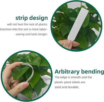 100Pcs 4 Inch Plant Labels,Plastic Waterproof Nursery Stake Tags for Potted Plants (White) (SZ-BC210YB)