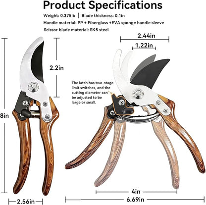 Bypass Pruning Shears with 5/8-Inch Cut Capacity, Sharp SK5 Blade Garden Pruners for Flowers, Shrubs & Branches
