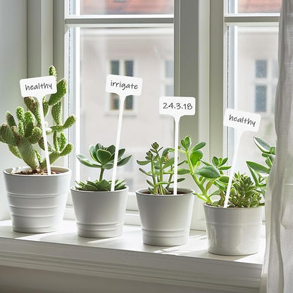Plant Labels,60PCS Yuanling T-Type 11.4" Large Plastic Plant Tags Waterproof Plant Makers Nursery Garden Labels for Outdoor Indoor Plants Herbs Flowers Vegetable Potted Belt Marker Pen (White)