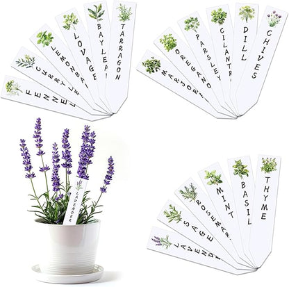 JarThenaAMCS 18Pcs Acrylic Herb Plant Label Signs Waterproof Plant Markers Reusable Garden Stake Tags with Herb Names for Nursery Indoor Outdoor Garden Decoration