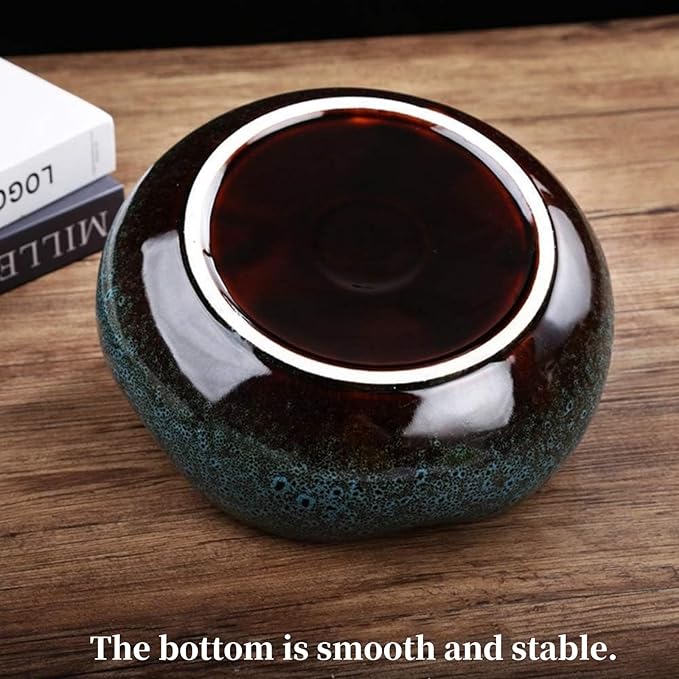 Lotus Bowl Planter,Round Lotus Bowl,Ceramic Lotus Flower Bowl,Lotus Bowls for Planting in Water Indoors,Applicable to Bonsai Bowl Lotus Flower,Succulent Plants Hydroponic Plant Home Decor (Blue+M)