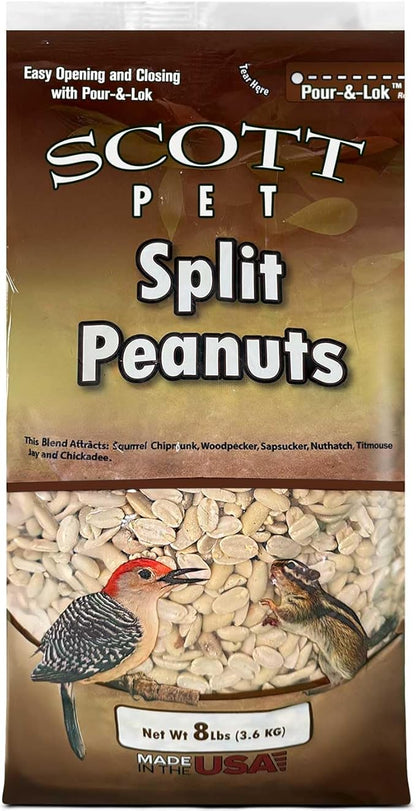 Scott Pet Wild Bird Seed, Peanuts Split (No Shell), 8 lbs Bag, Great Source of Protein and Fiber, Peanuts for Outside Wild Birds