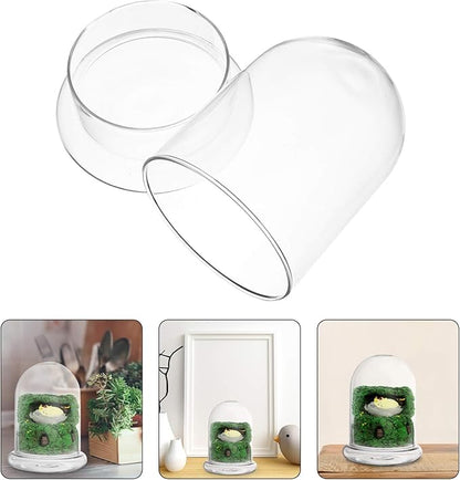 Cabilock Glass Terrarium Bottle 6.10X4.72X4.72In with Clear Dome for Micro Landscape Display and Plant Humidity Control Indoor Garden Decor