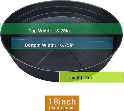 Plant Saucer 18 Inch, Extra Large Planter Saucer 2 Pack, Plastic Plant Saucers for Indoors and Outdoors, Plant Pot Saucers, Drainage Tray for 16, 17, 18 in Planters