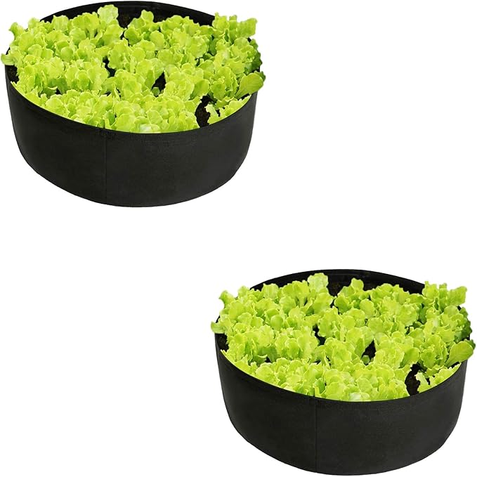 Firlar 2 Pack Fabric Raised Garden Bed, 15 Gallon Grow Bag Planting Bed Round Raised Planter Garden Bed Bag Planter Container for Plants, Herb, Flowers and Vegetables, Black