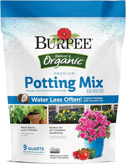Burpee SuperSeed Seed Starting Tray | 16 XL Cell | Reusable & Dishwasher Safe &, 9 Quarts | Premium Organic Potting Natural Soil Mix Food Ideal for Container Garden-Vegetabl