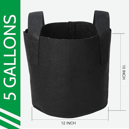 JERIA 24-Pack 5 Gallon Nonwoven Grow Bags, Plant Grow Bags，Heavy Duty Aeration Fabric Pots with Durable Handles, Come with 24 Pcs Plant Labels