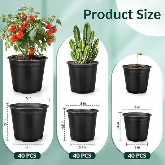 120 Pcs Small Plastic Palnt Pot, 4 5 6 Inch Nursery Pots with Drainage, Seedlings Starter Pots for Plants, Great for Herbs, Cuttings, and Starter Plants (120 pcs,456 inch)