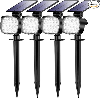 hyrion Solar Spot Light Outdoor Waterproof IP65, 23 LED 3 Lighting Modes Solar Powered Garden Lights Landscape Lighting for Yard,Tree Lawn, Pathway 4 Pack Cool White