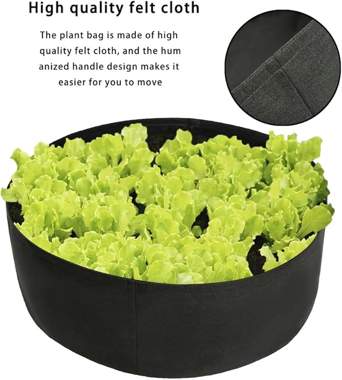 Firlar 2 Pack Fabric Raised Garden Bed, 15 Gallon Grow Bag Planting Bed Round Raised Planter Garden Bed Bag Planter Container for Plants, Herb, Flowers and Vegetables, Black