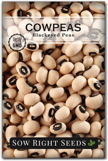 Sow Right Seeds - Black Eyed Cowpea Seeds for Planting - Non-GMO Heirloom Packet with Instructions to Plant a Home Vegetable Garden - Old Fashioned Bush Bean Variety - Extra Lucky (1)