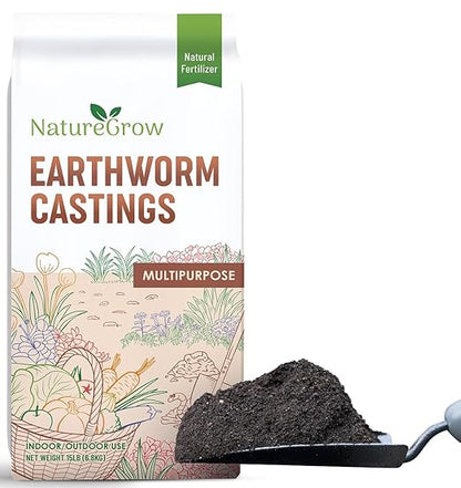 Earth Worm Castings 20LB - Organic Fertilizer Includes Humic Acid - Pure Worm Castings for Gardening
