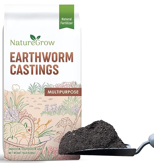 Earth Worm Castings 15LB - Organic Fertilizer Includes Humic Acid - Pure Worm Castings for Gardening