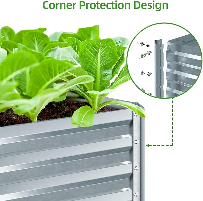Ohuhu Metal Raised Garden Beds for Vegetables, 6x3x1.9 FT Heightened Extra-Large Reinforced Galvanized Steel Raised Boxes, Heavy Duty Outdoor Planter Box for Seedling Growing Flowers Herbs Succulent